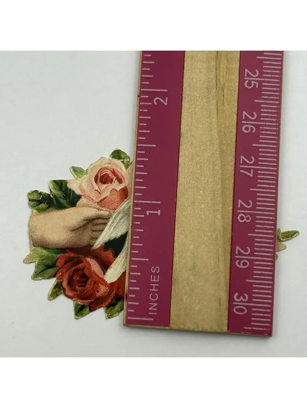 Antique Victorian Hidden Name Calling Card Die-Cut Roses Doves Hand 1890s F2